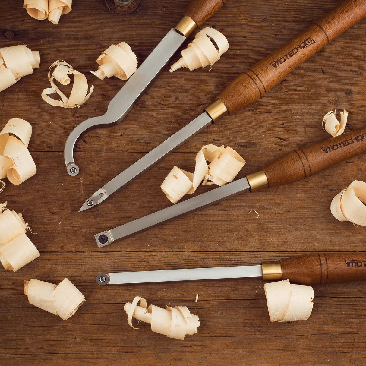 IMOTECHOM 4-Pieces Carbide Tipped Woodturning Tools Lathe Chisel Set with Stainless Steel Blade, Wooden Box IMOTECHOM