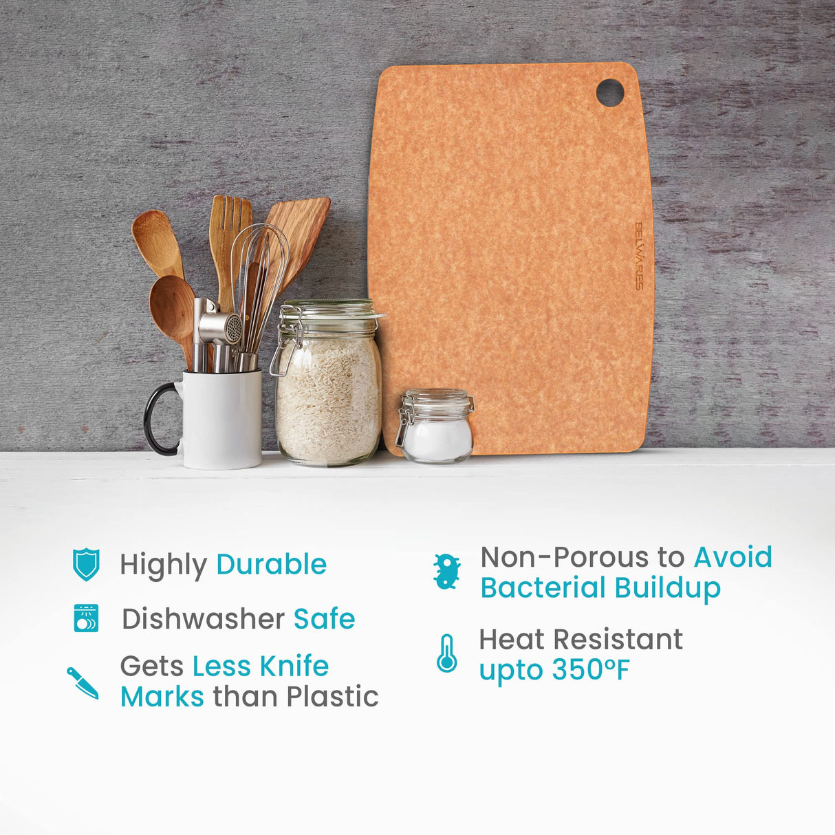 Wooden Cutting Board for Kitchen - Large Composite Wood Cutting Boards Dishwasher Safe 14.5 X 11.25 Inch - Thin, BPA Free & Eco-Friendly Chopping Belwares