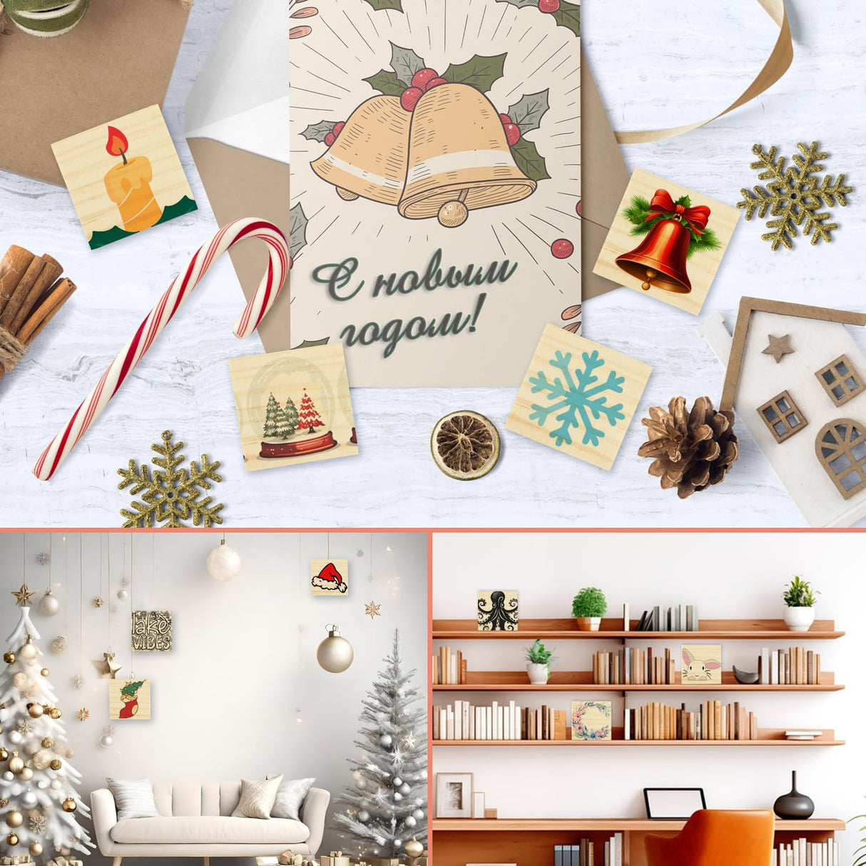 WOPPLXY 100 Pcs 2 X 2 Inch Wooden Squares for Crafts, 0.27 Inch Thick Natural Blank Square Blocks, Unfinished Wood Blocks, Blank Wood Wooden Tiles WOPPLXY