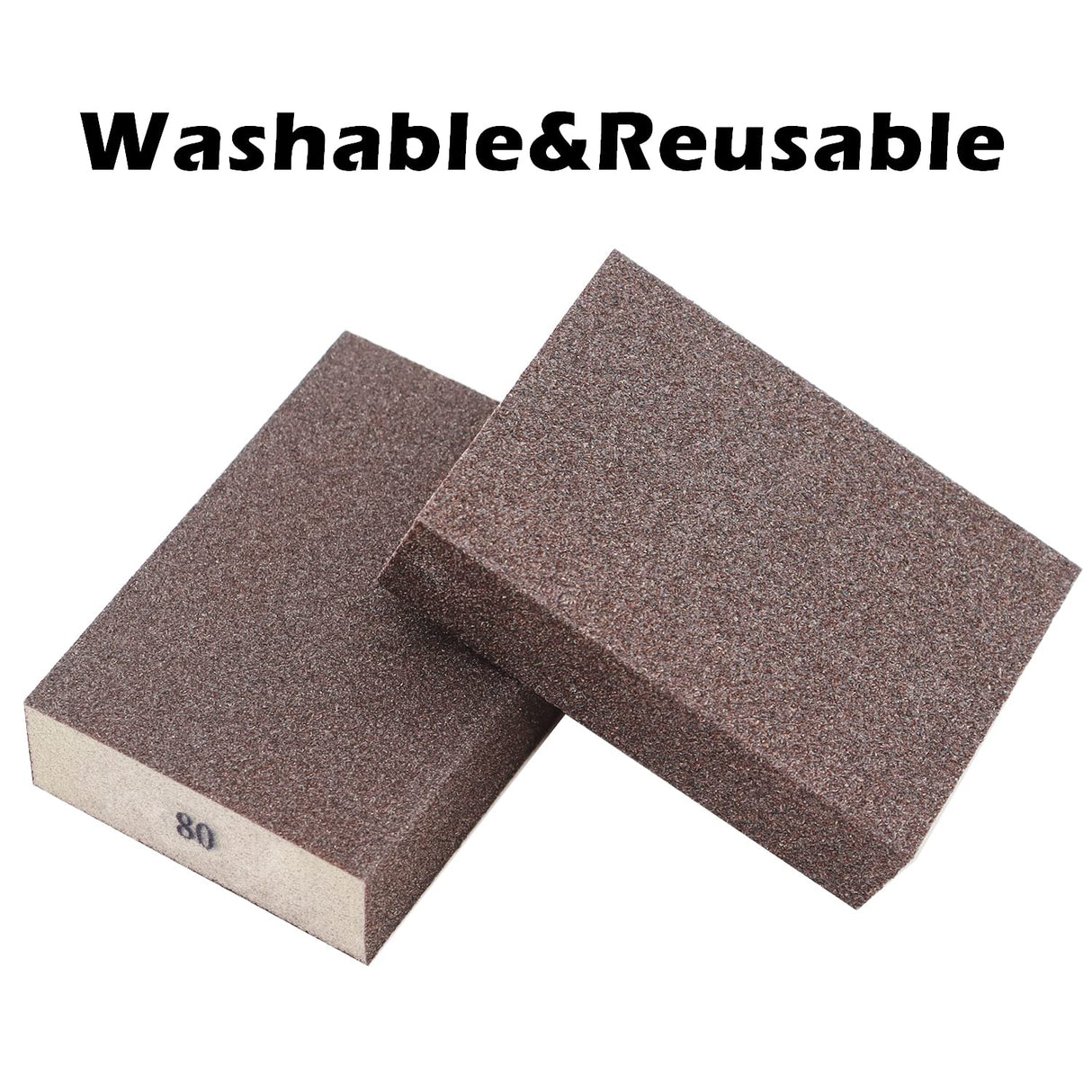 Sunxeke 6Pcs Sanding Sponge 80 Grit Coarse Blocks for Metal Sanding Wood Sanding Brush Washable&Reusable N-G-001-80 Sunxeke