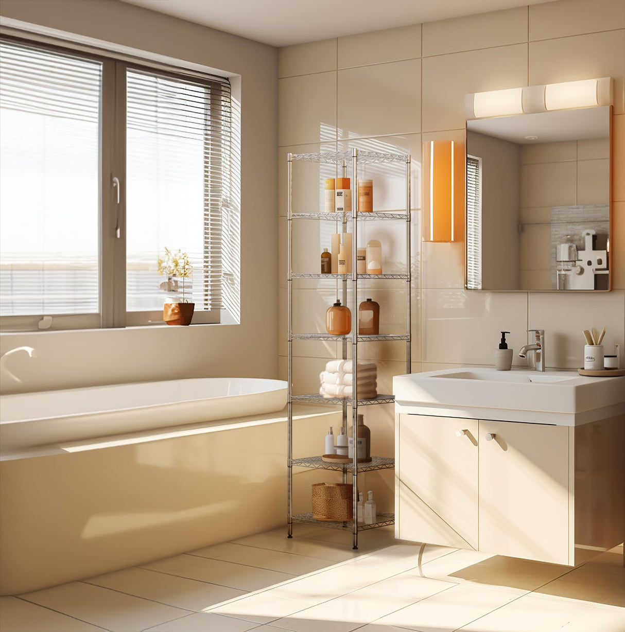 Finnhomy Heavy Duty 7 Tier Wire Shelving, 18x18x72 inches 7 Shelves Storage Rack with Thicken Steel Tube, Pantry Shelves for Storage, Adjustable Finnhomy