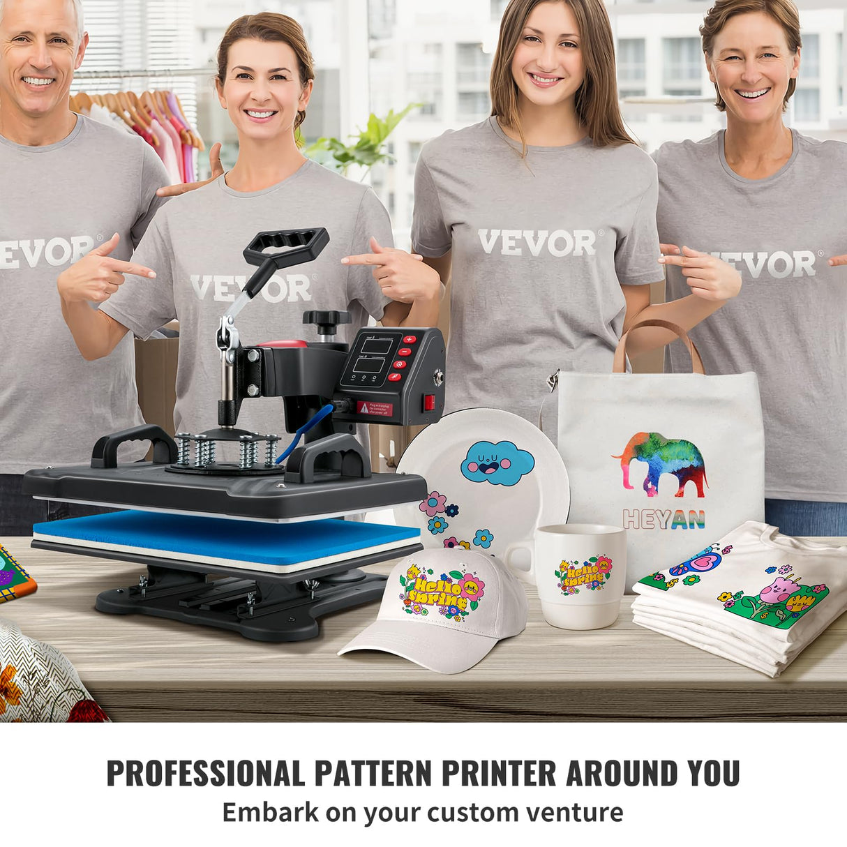 VEVOR Heat Press, 5 in 1 Heat Press 12x15 Machine Machine, Digital Precise Temperature Control, Clamshell Sublimation Transfer Printer Fast Heat-up, VEVOR