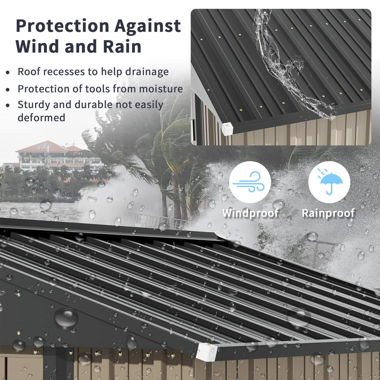 Greesum Metal Outdoor Storage Shed 5FT x 3FT, Steel Utility Tool Shed Storage House with Door & Lock, for Backyard Garden Patio Lawn (5' x 3'), Brown Greesum