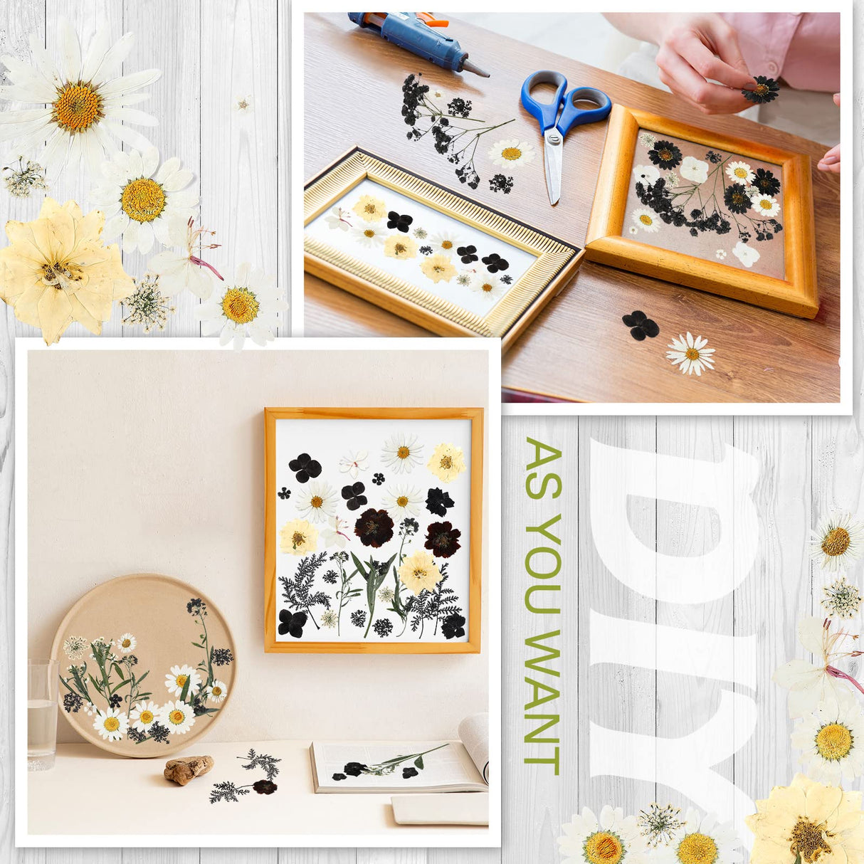 Pressed Flowers Bulk Dried Flower for Resin Mold, Dried Flower Leave Natural with Tweezer for Crafts Christmas DIY Gift Scrapbooking(Darkly Style) Nuanchu