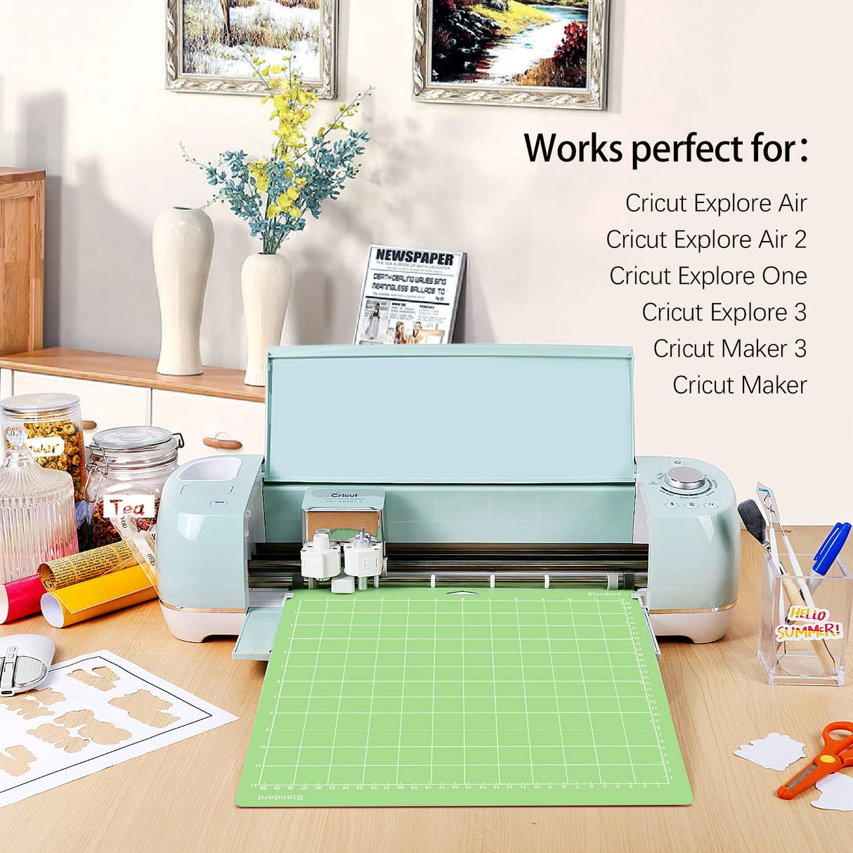 Gwybkq Cutting Mat for Cricut (12x12 Inch,3 Mats) Explore Air 2/Maker/Maker 3 Adhesive Sticky Standard Green Grip Cutting Mats Replacement Gwybkq