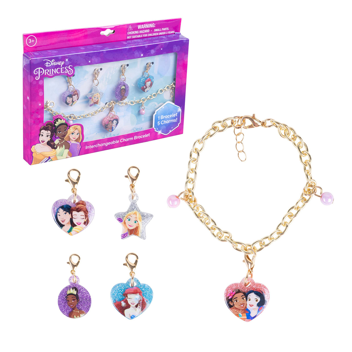 LUV HER Disney Princess Add A Charm Box Set with 1 charm bracelet & 5 interchangeable charms - Ages 3+ LUV HER