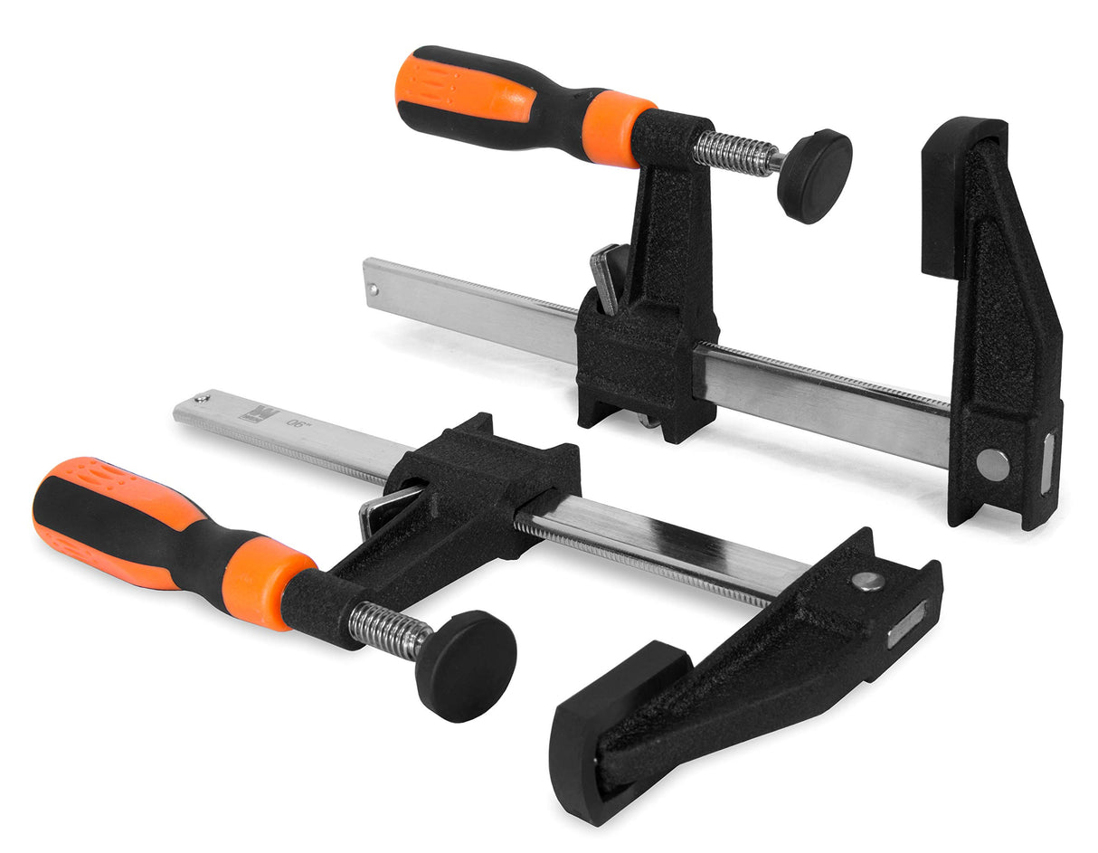 WEN 10206F2 Quick-Adjust 6-Inch Steel Bar Clamps with 2.5-Inch Throat and Micro-Adjustment Handle, Two Pack WEN