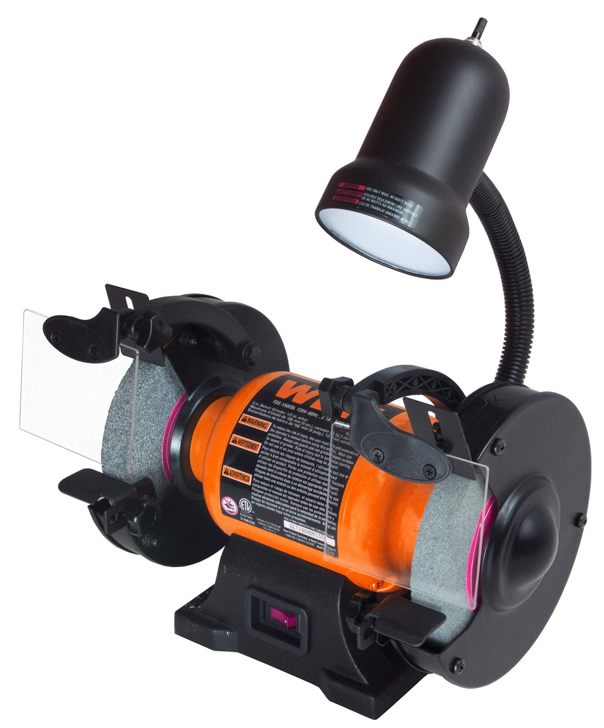 WEN BG4276 2.1-Amp 6-Inch Single Speed Bench Grinder with Flexible Work Light, Black,orange WEN