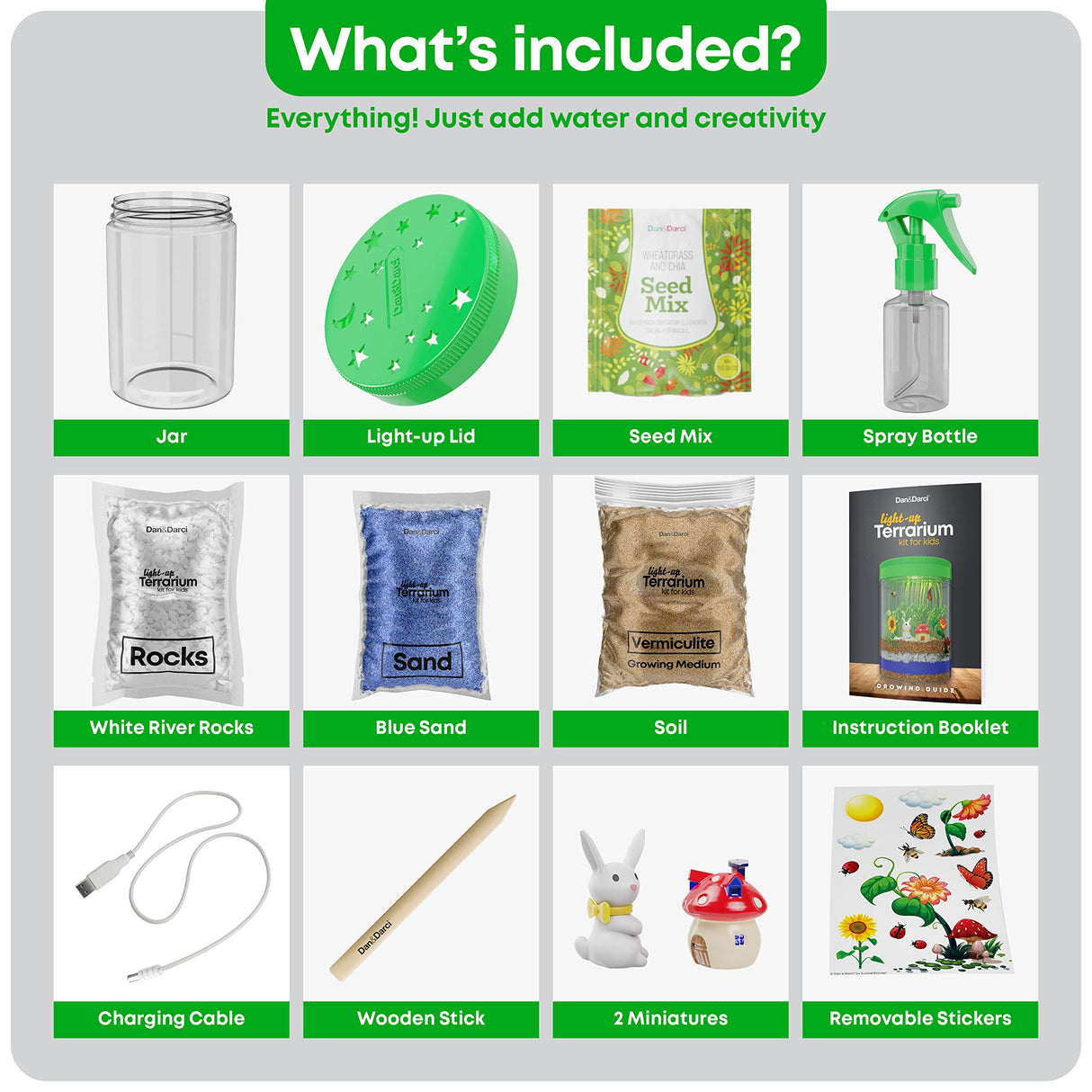 Light-Up Terrarium Kit for Kids - STEM Science Kits - Gifts for Kids - Educational DIY Kids Toys for Boys & Girls - Crafts Projects Ideas for Ages 6 Dan&Darci
