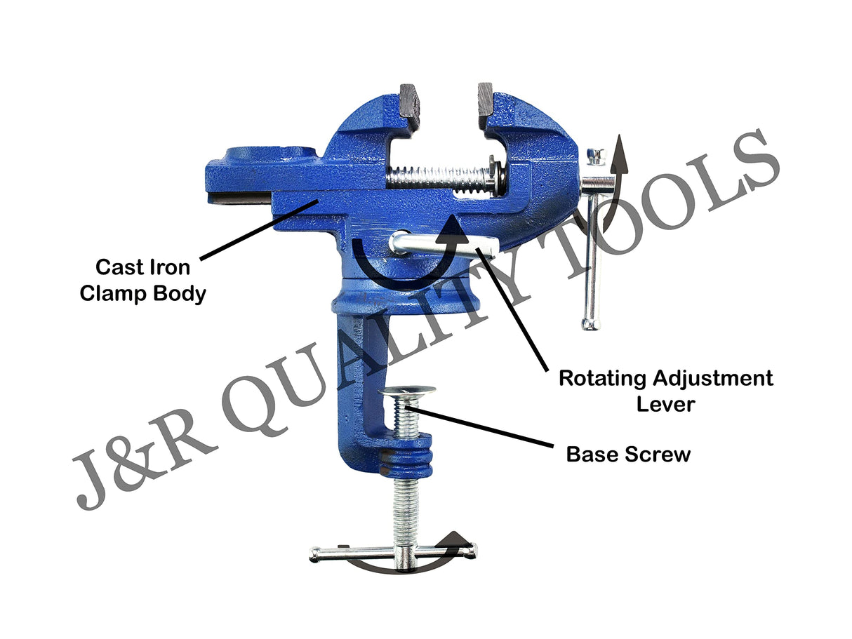 VCT Clamp on Vise Swivel Base Bench Vise 2" Jaw, Table Top Vice Portable for Workbench, Home, Drilling, Woodworking VCT