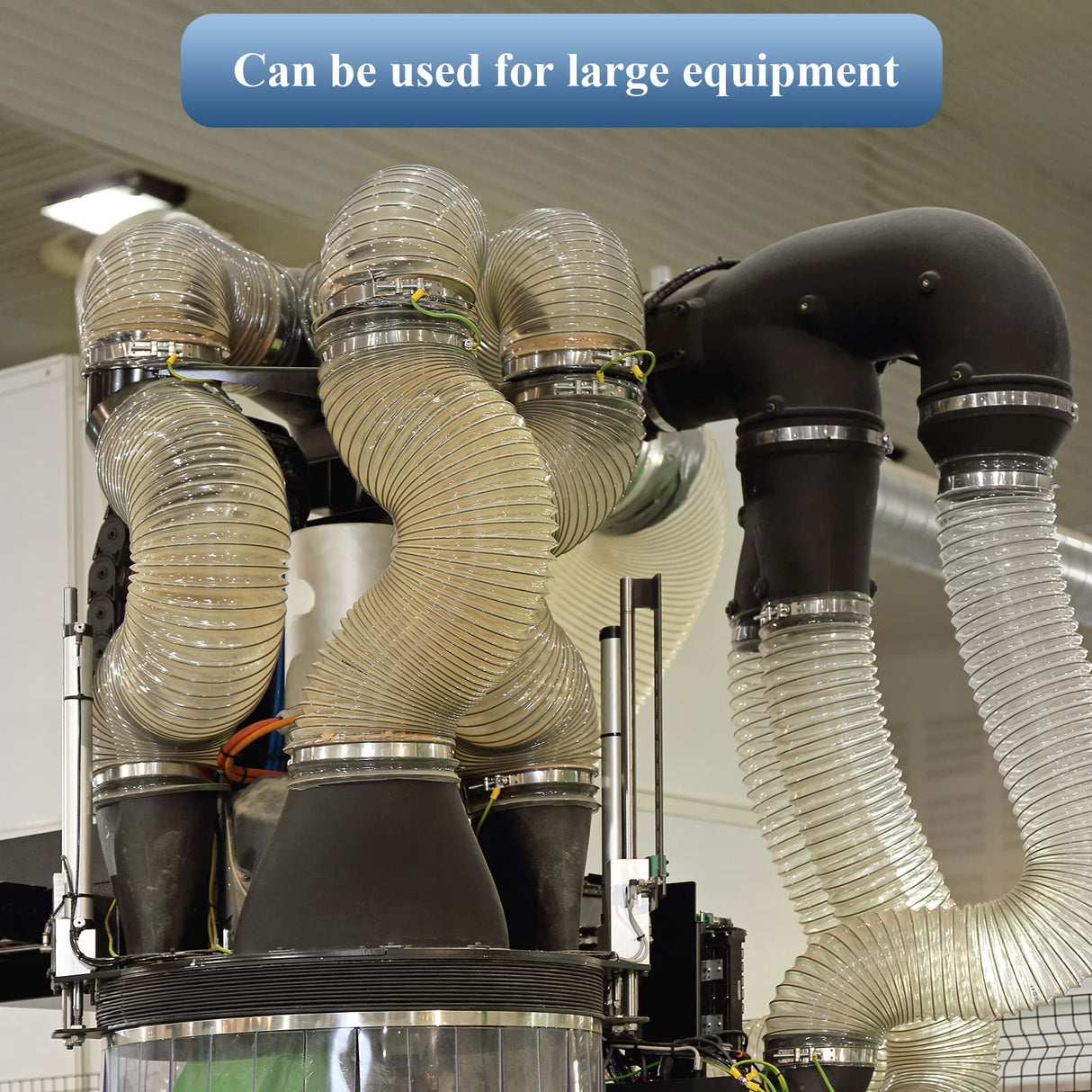 4'' x 50' Flexible PVC Dust Collection Hose with Stainless Steel Hose Clamps Clear Vacuum Hose Dust Collection Fittings Dust Collector Accessories Amylove