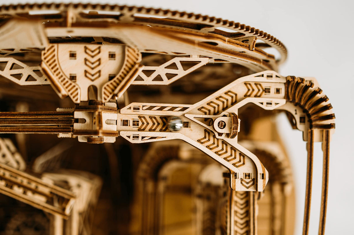 Wood Trick Wooden Marble Run 3D Wooden Puzzles for Adults and Kids to Build - 15x14 in - Electric Driven - Roller Coaster Wooden Model Kits for Wood Trick