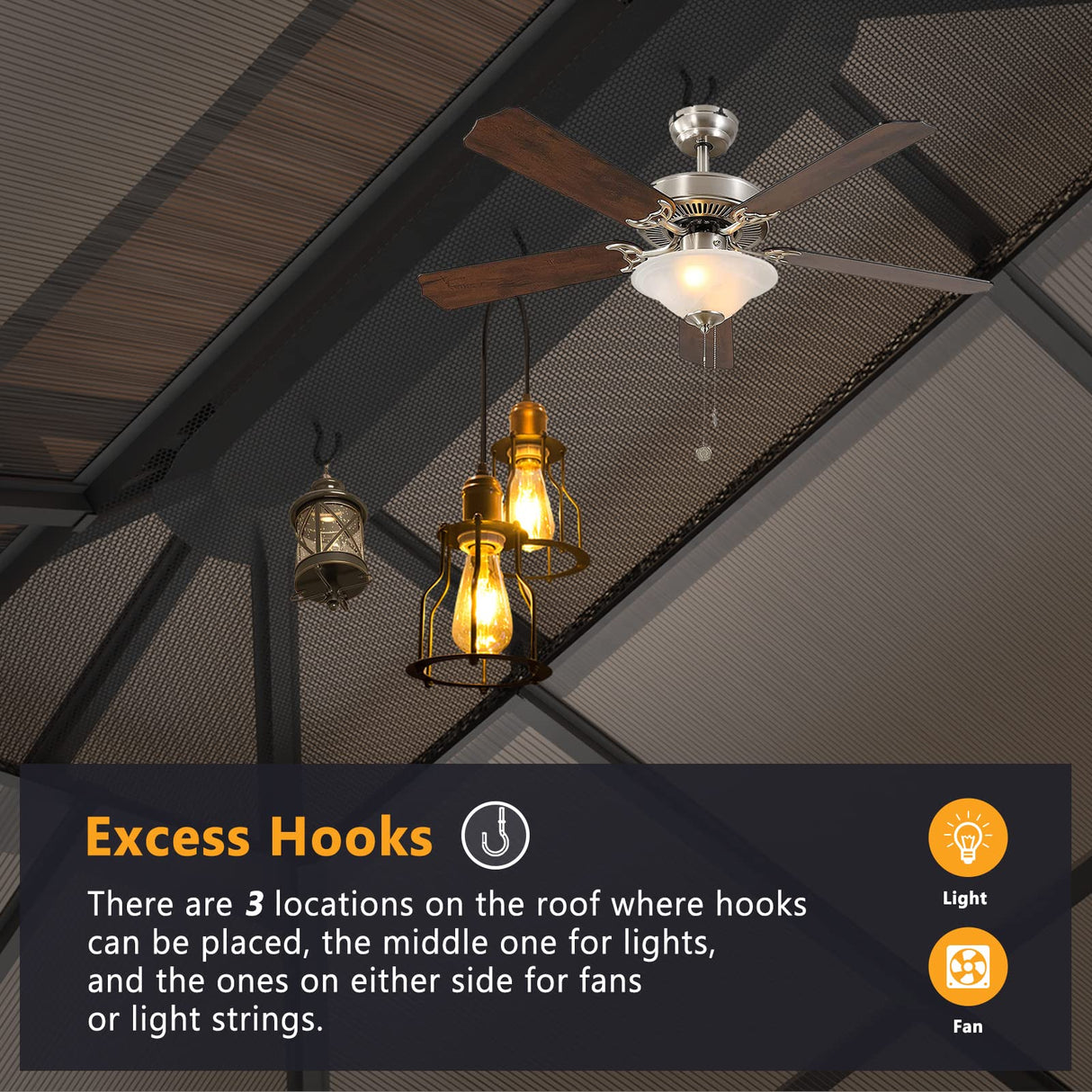 Jolydale 10'x12' Hardtop Gazebo, Double Roof Gazebo, Aluminum Frame Permanent Pavilion with Netting and Curtains, Outdoor Polycarbonate Gazebo, for Jolydale