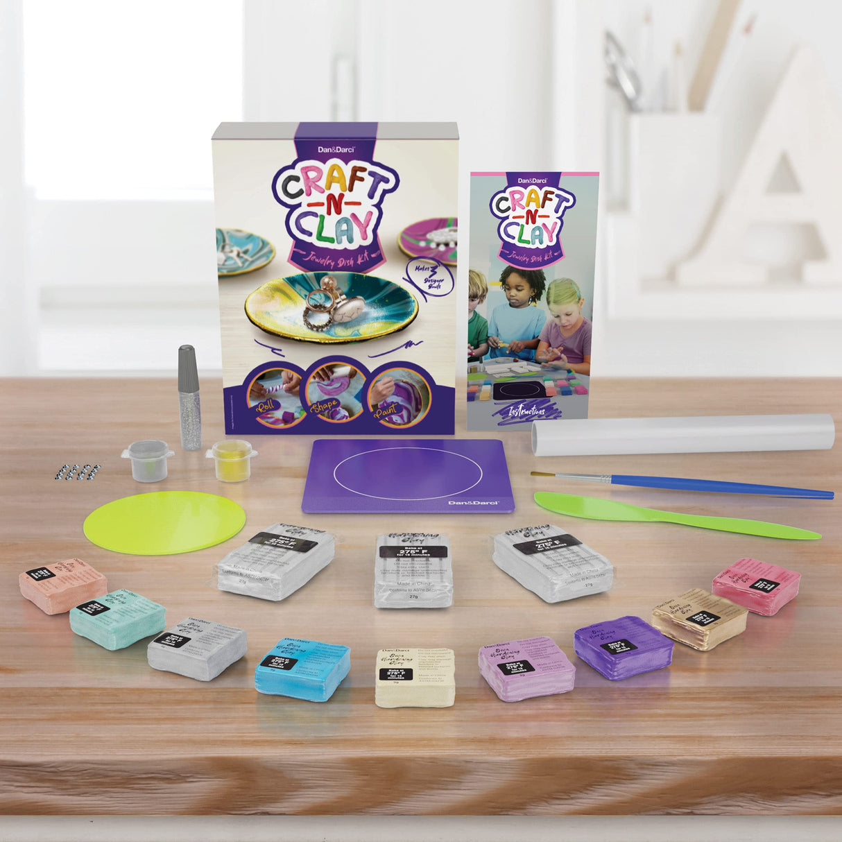 Craft 'n Clay - Jewelry Dish Making Kit for Kids and Tween Girls Ages 8-14 Year Old - Best DIY Arts & Crafts Gifts - Creative Toys for Preteen & Dan&Darci