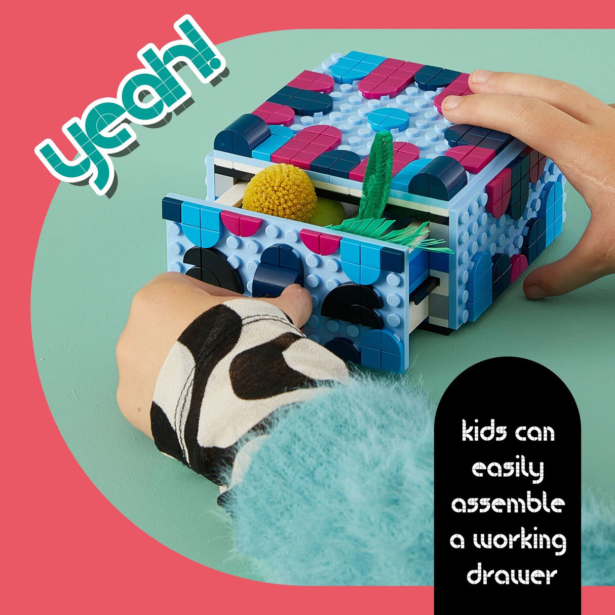 LEGO DOTS Creative Animal Drawer Building Toy 41805, Buildable Treasure Box, Jewelry Box, Desk Caddy, Storage Box, Arts and Crafts DIY Toy Mosaic LEGO