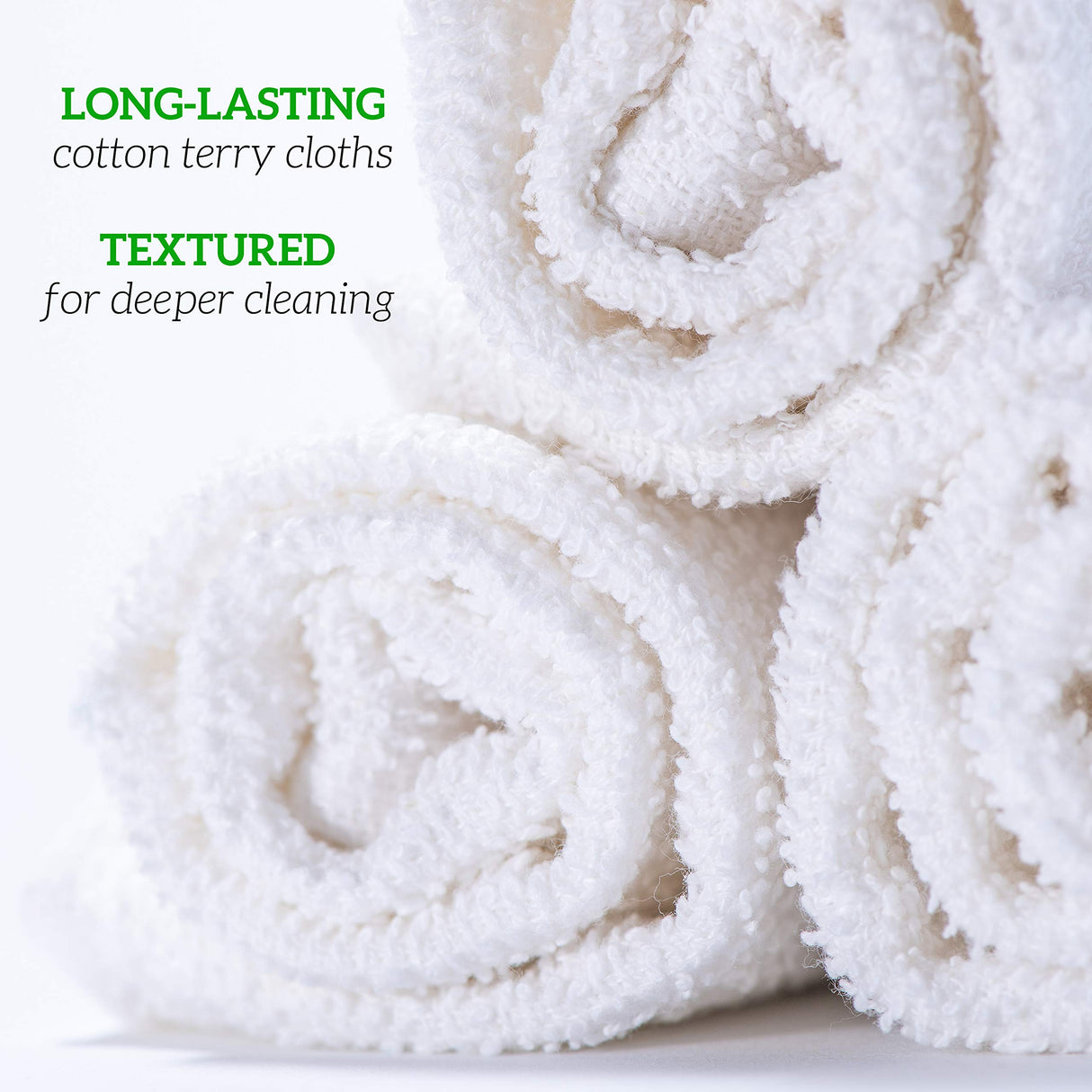 GREEN LIFESTYLE Terry Towels, White Rags, Bar Towels 100% Cotton Absorbent and Durable, Multipurpose Cleaning Rags, Cotton Cleaning Rags, Kitchen GREEN LIFESTYLE