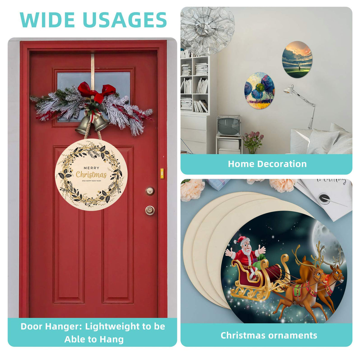 Round Wood Circles for Crafts Round Wood Cutouts Unfinished Round Wood Discs for Door Hanger Design Wood Burning (12 Pieces, 16 Inch) Jetec