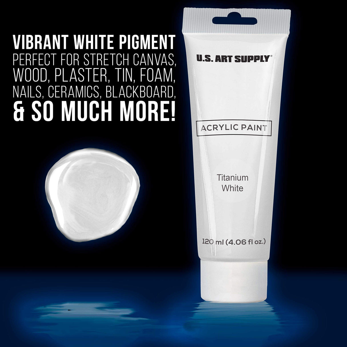 U.S. Art Supply Artists Acrylic Color Paint, Titanium White, 2 Extra-Large 120ml Tubes - Professional Grade, Excellent Tinting Strength, Mixable - US Art Supply