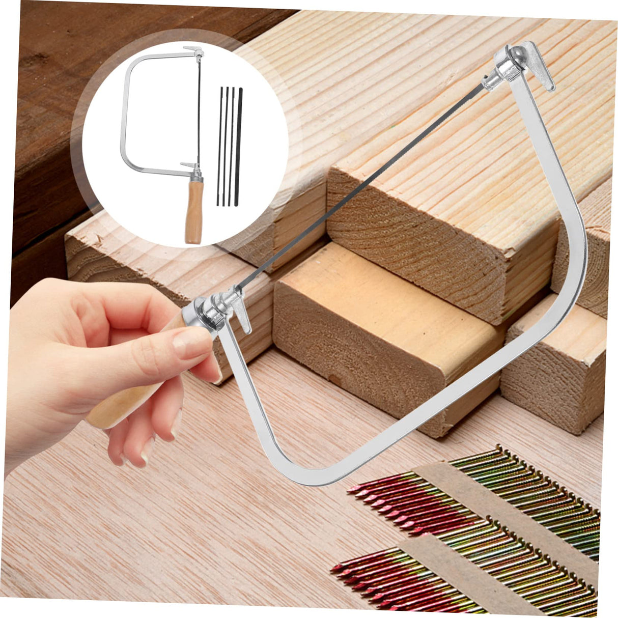 OSALADI 1 Set Engraving Saw Coping Blades Dowel Plate Kann Metal Cutting Coping Scroll Saws for Woodworking Hand Wood Handheld Coping Hacksaw for OSALADI