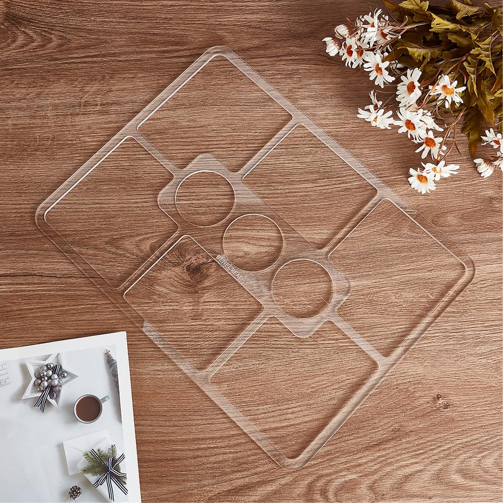 BENECREAT 9 Pocket Acrylic Valet Tray Router Templates for Woodworking 15×11.2×0.2inch Clear Router Inlay Template Rectangle Acrylic Router Jig DIY BENECREAT