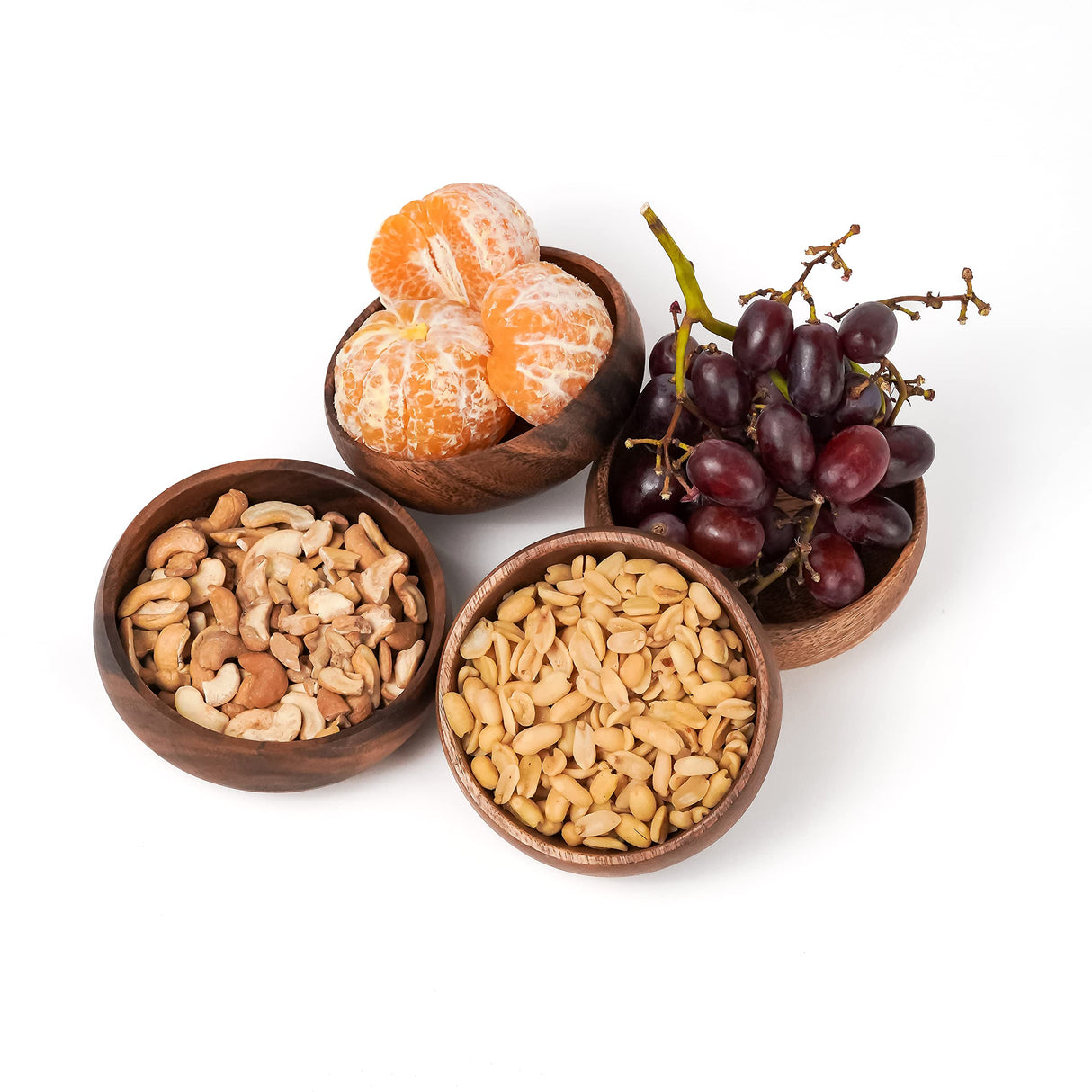 Casa/Legno Authentic Handcrafted Wooden Bowls Set - Exquisite Filipino Craftsmanship for Nuts and Acai Bowls - 4"x4"x1.5", Set of 4 Casa/Legno