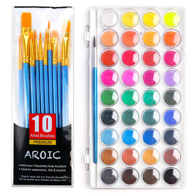 AROIC Watercolor Paint Set, with a Watercolor Paint, 36 Color,and a Package of 10 Brushes of Different Sizes, The Best Gift for Beginners, Children