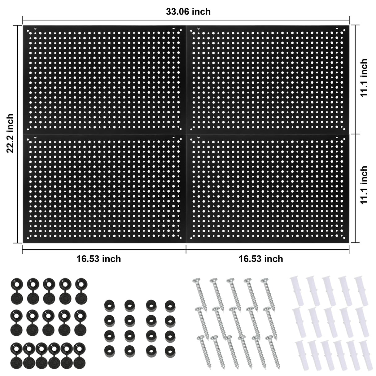 Daanxw Pegboard Rack Garage Storage Steel Horizontal Peg Board Pack,Steel Pegboard Heavy Duty- 4 Pack Metal Peg Board Tool Organization Panels Daanxw