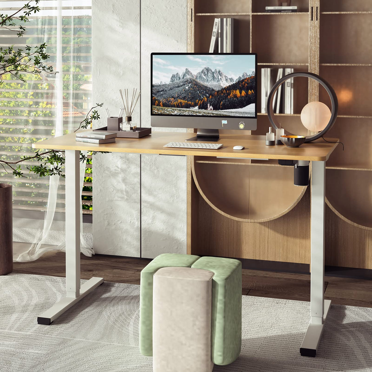 SANODESK Electric Standing Desk 48 x 24 Inches, Height Adjustable Stand Up Desk w/2-Button Controller, Ergonomic Computer Desk for Home Office, White SANODESK