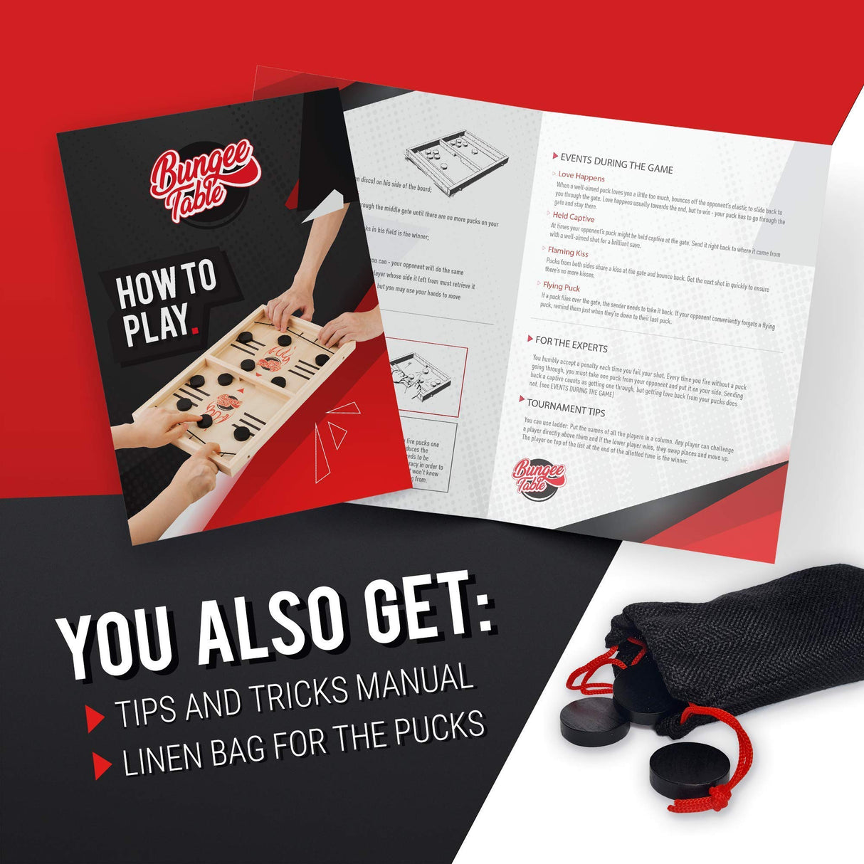 Bungee Table - Large Fast Sling Puck Game - Fast-Paced Fun for a Family Game Night or for a Party with Friends - Test Your Speed and Accuracy with Bungee Table