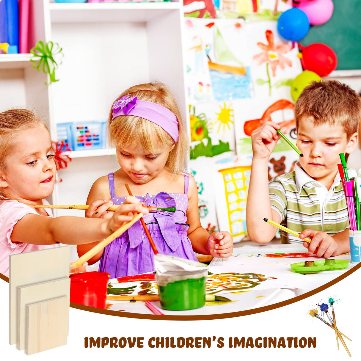 12 Pieces Wood Canvas Boards Unfinished Wooden Panel Boards Wood Paint Pouring Panels for Painting Drawing Home Decor, 3 Sizes Youyole