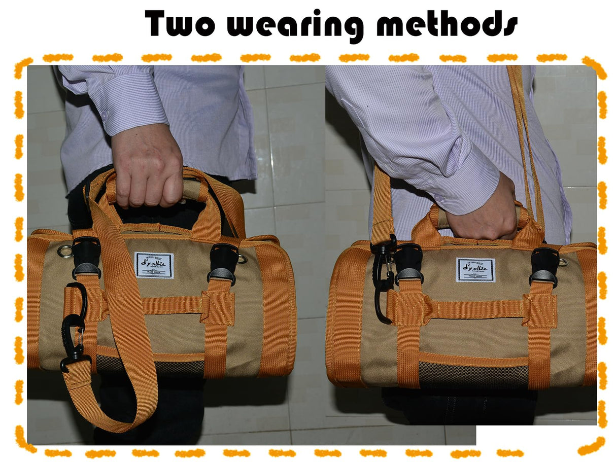 Tool Bag Roll Up, Bag Tool Organizers, Small Tool Bag W/Detachable Pouches, Heavy Duty Tool Organizer for Men Women (Khaki) d'yallee