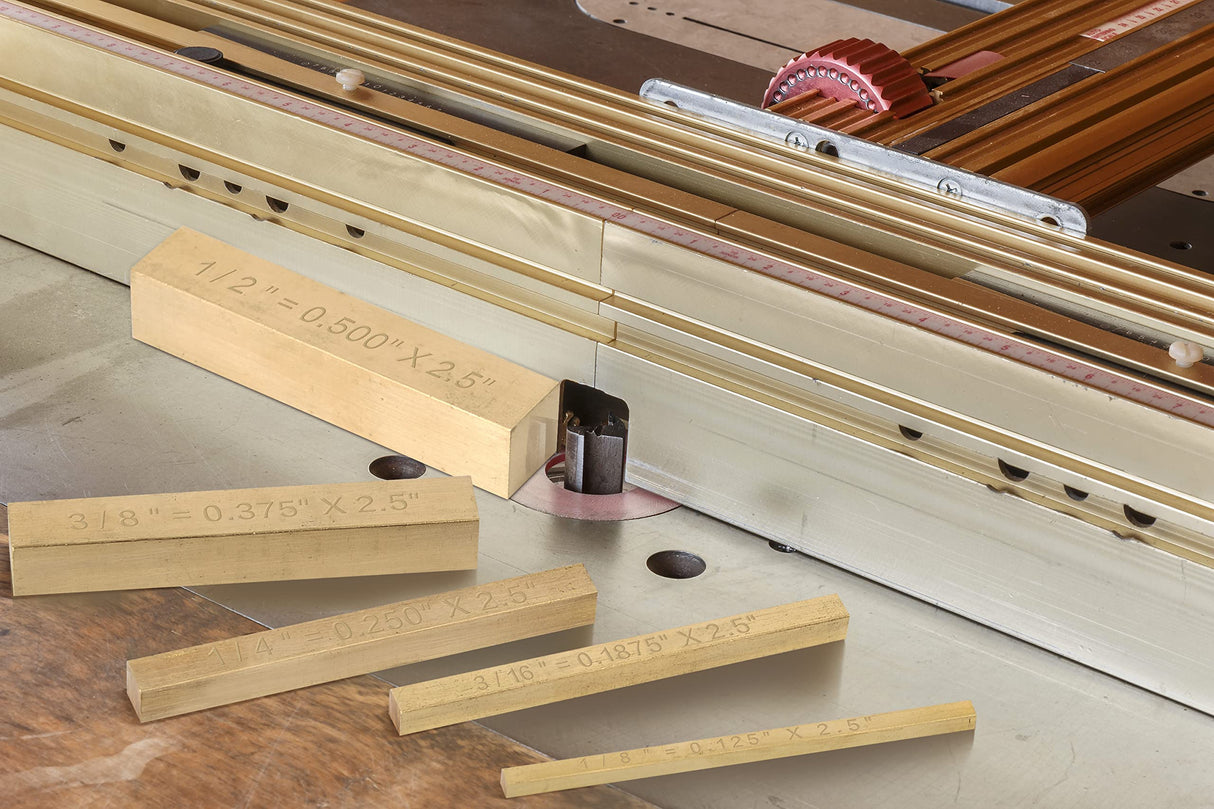 Brass Setup Blocks Height Gauge Set - Set of 5 Accurate Table Saw Accessories for Woodworkers - Bars Include Laser Engraved Size Markings LOSTRONAUT