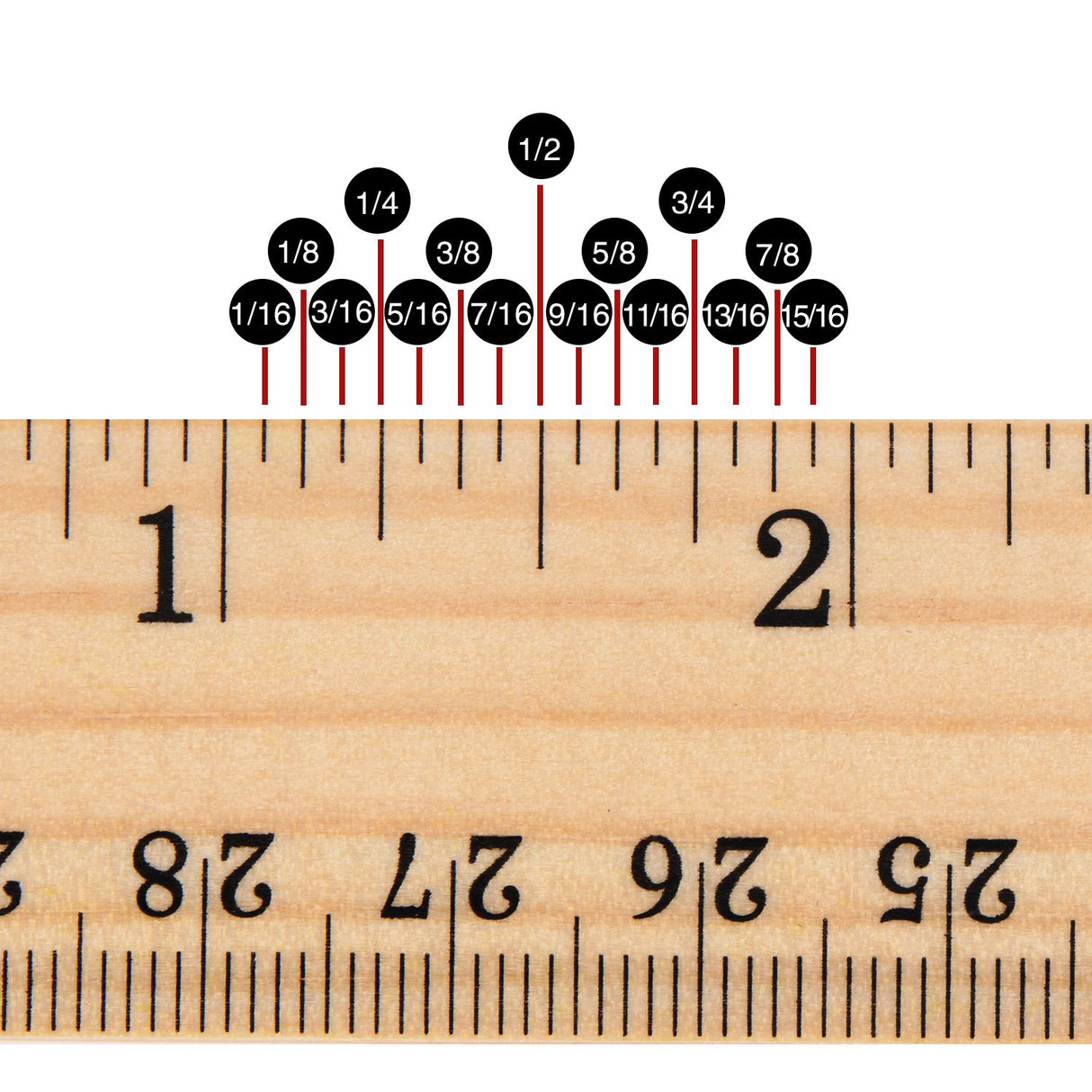 12 Pack Wood Ruler Student Rulers Wooden School Rulers Office Ruler Measuring Ruler, 2 Scale (12 Inch and 30 cm) Outus