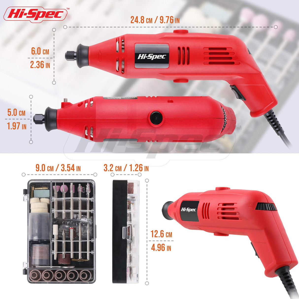 Hi-Spec Power Rotary Tool Kit Set 130W with 121 Piece Dremel Compatible Bit Accessories. Drill, Cut, Trim, Grind & Sand in DIY Repairs, Hobbies & Hi-Spec