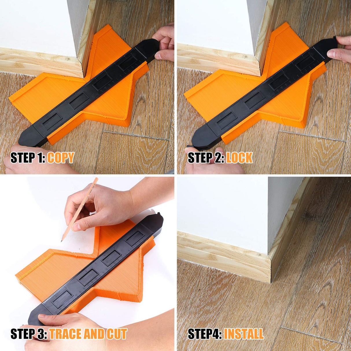 Contour Gauge with Lock, 2pcs 5&10 inch Profile Gauge Smart Measure Ruler Contour Duplicator Carpenter Tool for Vinyl Cutter Plank Install - Instant VIRIDI