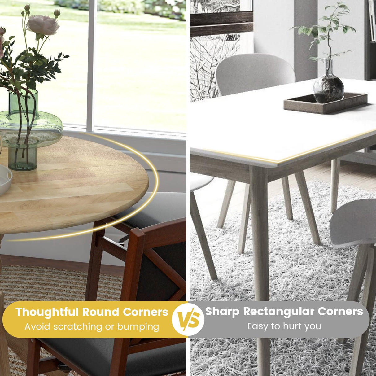 Giantex Round Dining Table, 40" D X 29" H, Rubber Wood Pedestal Table W/Round Tabletop & Curved Trestle Legs, 4-Person Dinner Table for Kitchen, Giantex