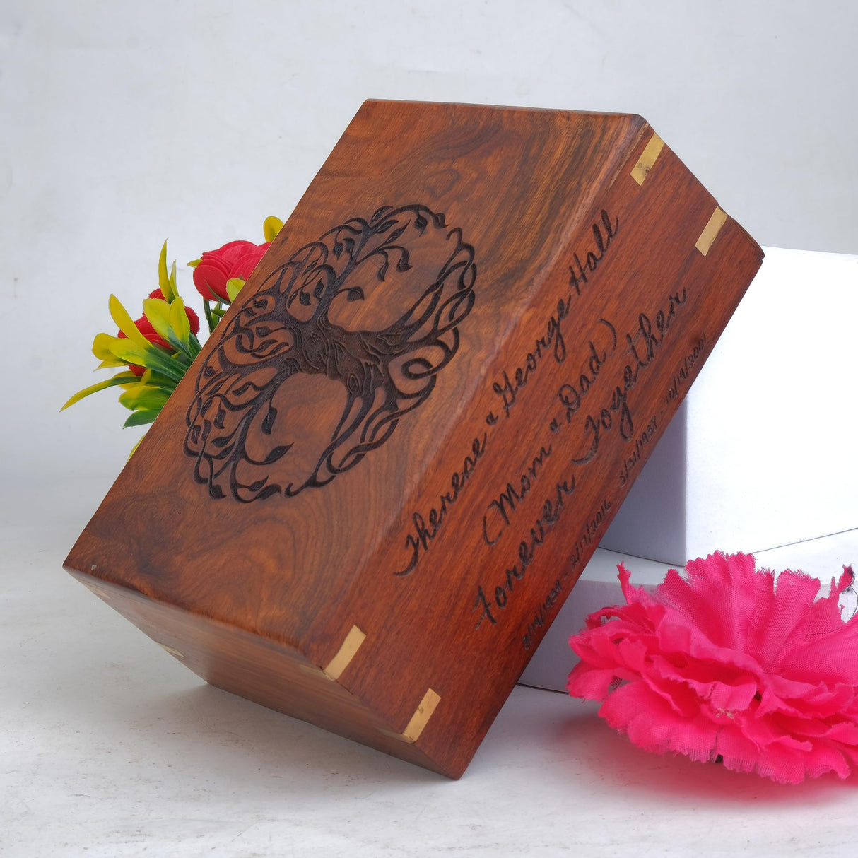 Personalized Urns for Human or Pet Ashes, Personalized Wooden Engraved Cremation Urn, Wood Funeral Urn - Keepsake Box, Memorial Urn or Casket (Wood The Maryam Crafts