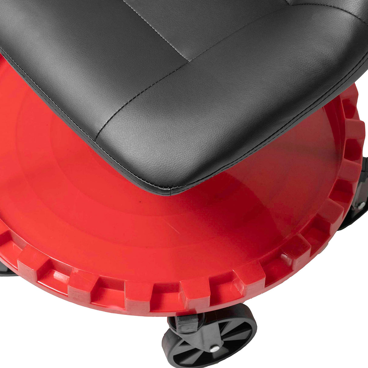 Traxion 2-230 Monster Rolling Padded Mechanic Stool Seat Garage Shop Roller Work Chair with Wheels and Tool Tray, Heavy-Duty 400-lb Capacity, Traxion