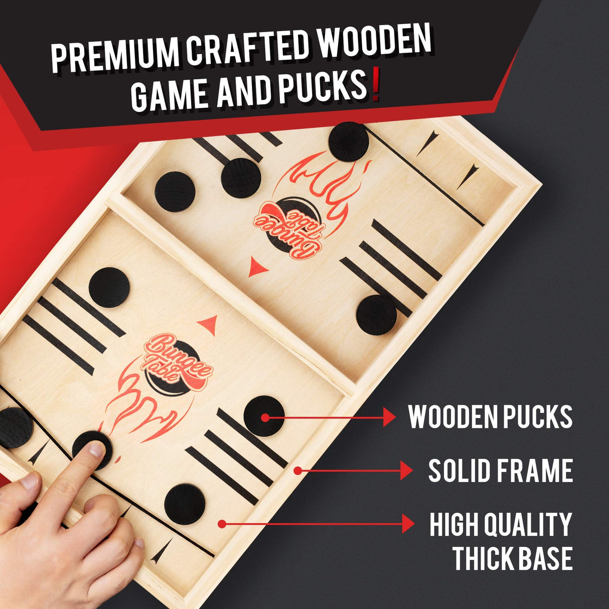 Bungee Table - Large Fast Sling Puck Game - Fast-Paced Fun for a Family Game Night or for a Party with Friends - Test Your Speed and Accuracy with Bungee Table