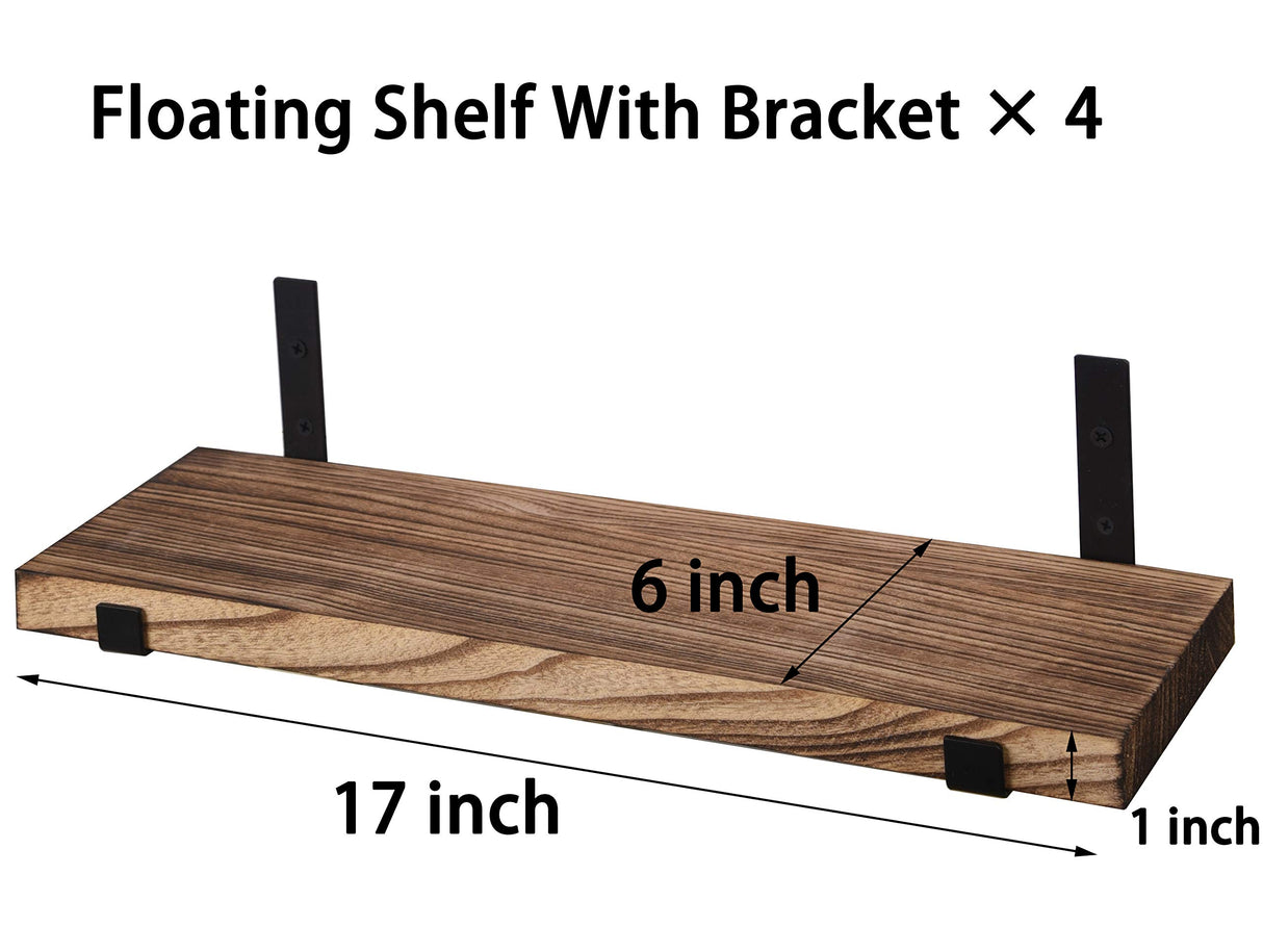 HXSWY Rustic Wood Floating Shelves for Wall Farmhouse Wooden Wall Shelf for Bathroom Kitchen Bedroom Living Room Set of 4 Light Brown HXSWY