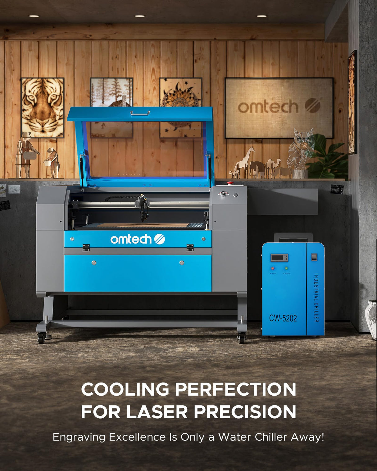 OMTech 6L Dual Industrial Water Chiller 0.9hp 3.2gpm 2 Inlets & Outlets Powerful Water Cooling System CW-5202 Water Cooler to Chill Two 60W 70W 80W OMTech