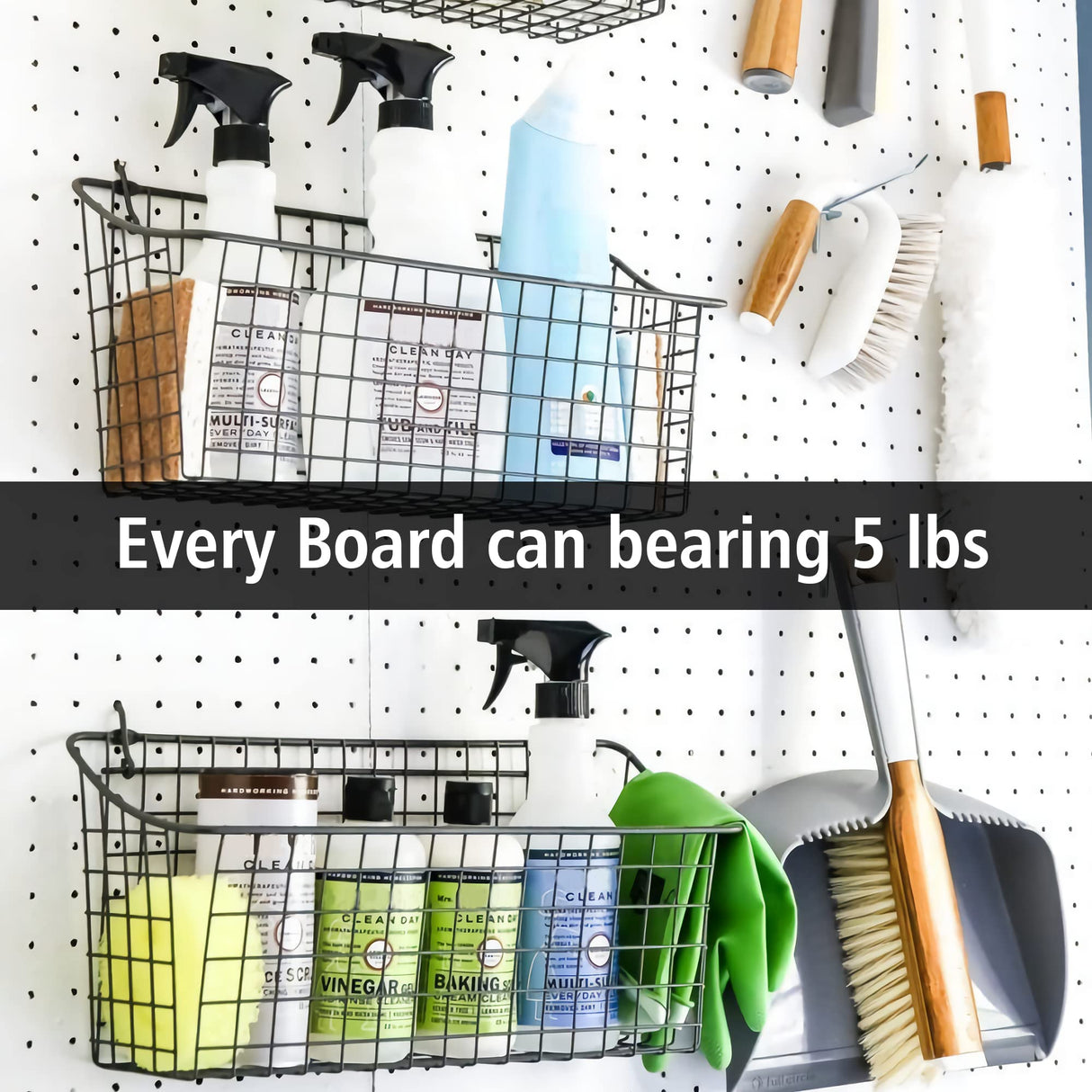 LANSI 6Pcs Peg Board, Pegboard Wall Organizer Panels, White Pegboard Wall Mount, ABS Pegboard for Craft Room Garage Kitchen Workshop, ABS Peg Boards LANSI