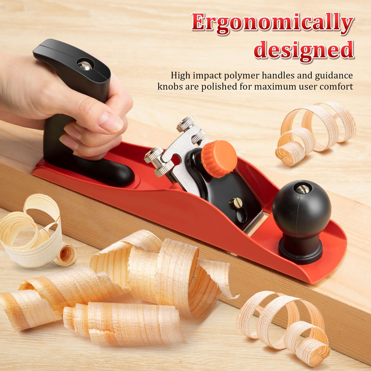 Dreyoo No.4 Adjustable Hand Planer with 2 Inch Replacement Blade, Wood Planer for Woodworking, Smoothing Bench Plane Jointer Plane for DIY Door Dreyoo