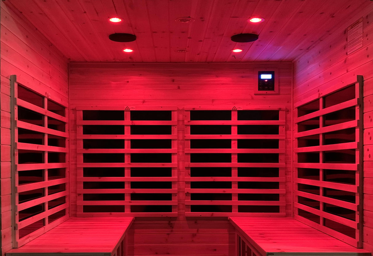 LTCCDSS Outdoor Far Infrared Sauna 4 Person | Withstand Temp -5℉-104℉, Outdoor Indoor Wooden Sauna Room for Home-12 Low EMF Boards-Canadian LTCCDSS