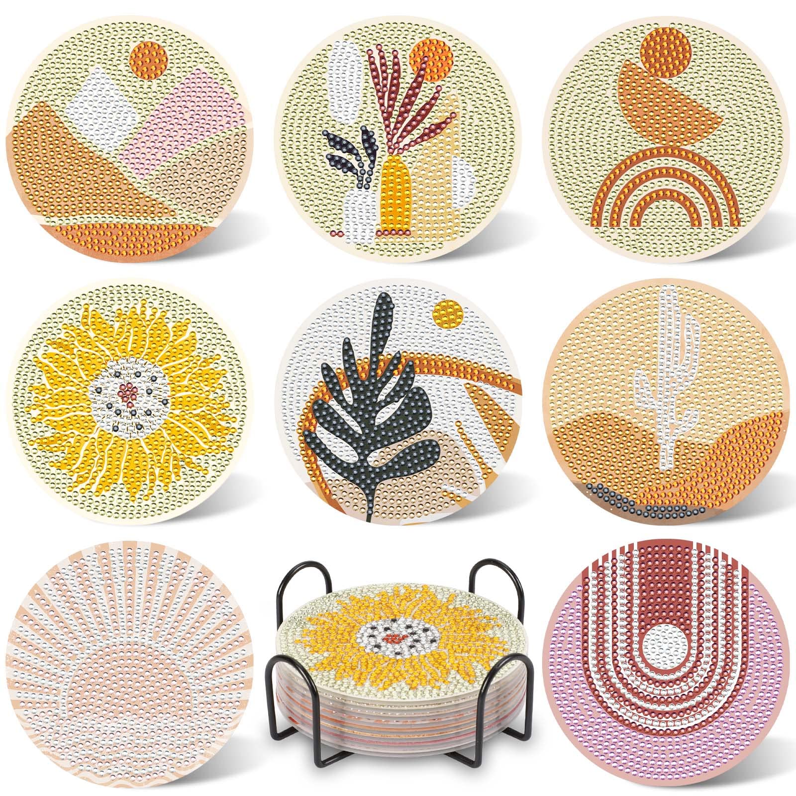FSTSLK Diamond Art Kits - 6 Pcs Diamond Painting Coasters with Holder - DIY  Mandala Coasters for Beginners, Adults & Kids Art Craft Supplies - Cool