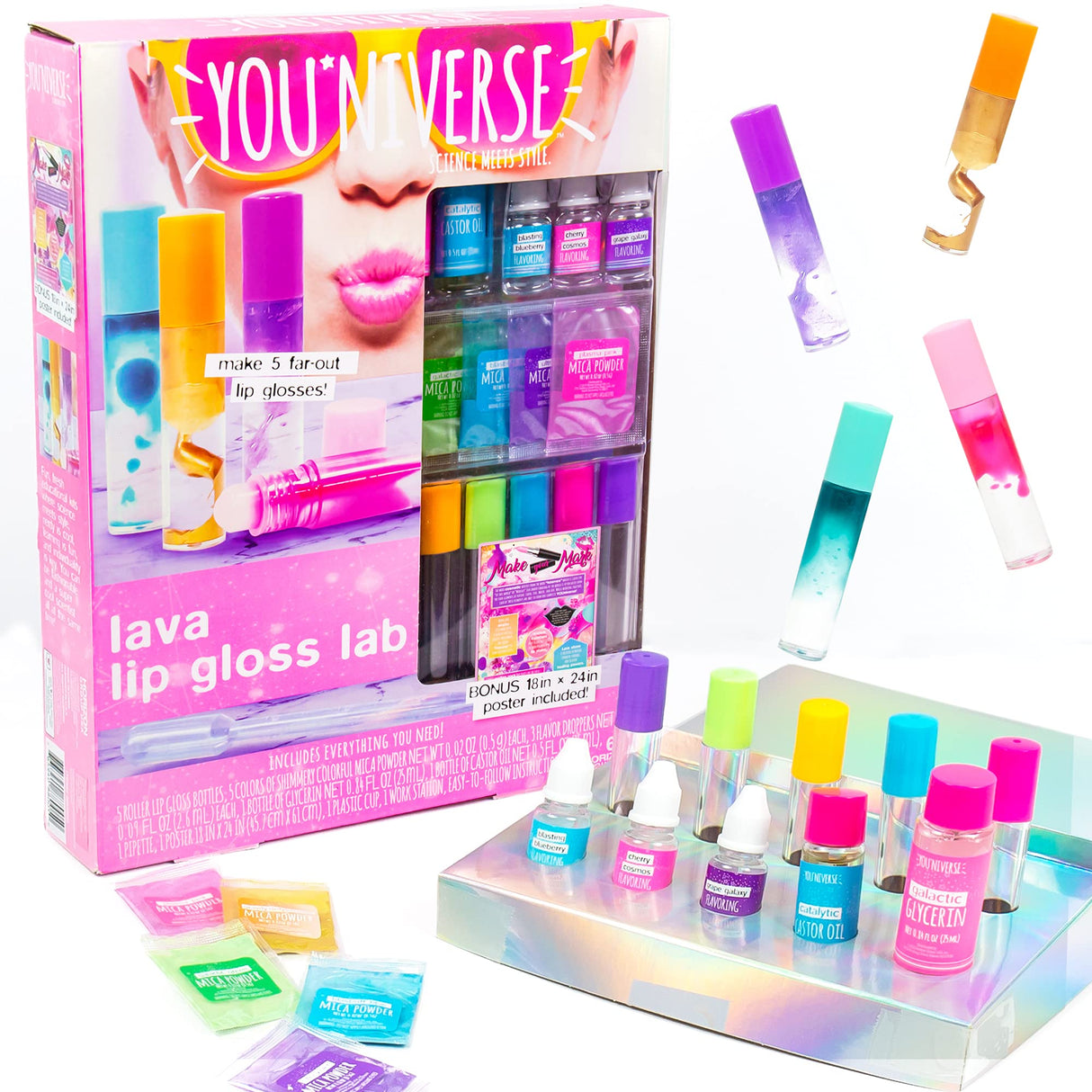 Just My Style You*niverse Lava Lip Gloss Lab, At-Home STEM Kits For Kids Age 6 And Up, Makeup Kits, DIY, Activities for Birthday Parties, Sleepovers Just My Style