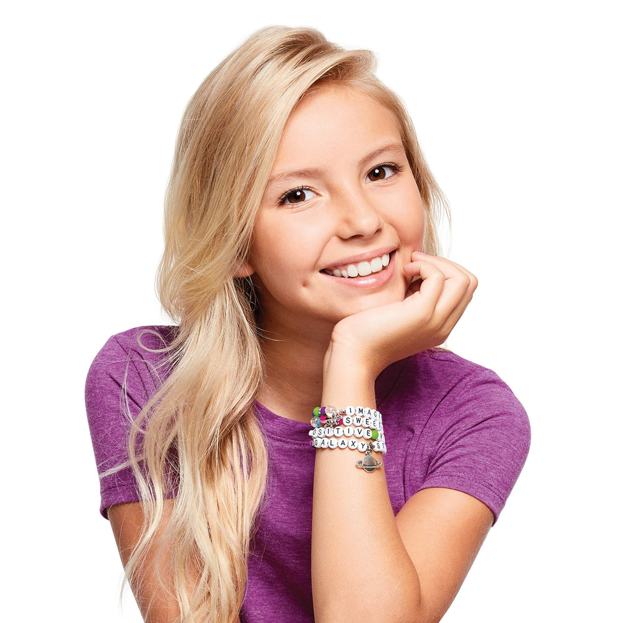 Make It Real: Block ‘N Rock Bracelets Kit - Create 4 Unique Letter Charm Bracelets, 147 Pieces, Includes Play Tray, All-in-One, DIY Bead Jewelry Kit, Make It Real