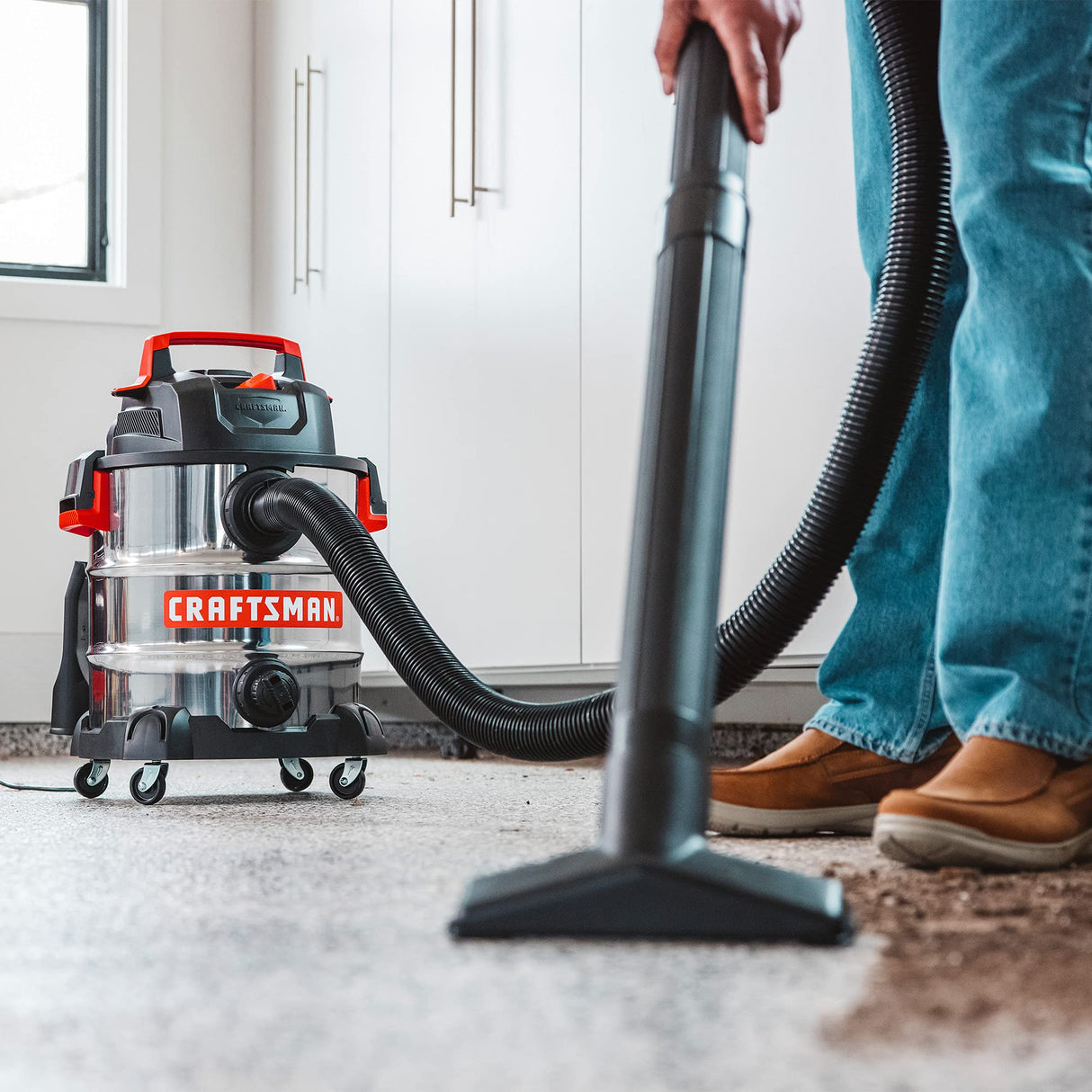 Craftsman CMXEVBE17155 10 Gallon 6.0 Peak HP Stainless Steel Wet/Dry Vac, Portable Shop Vacuum with Attachments Craftsman