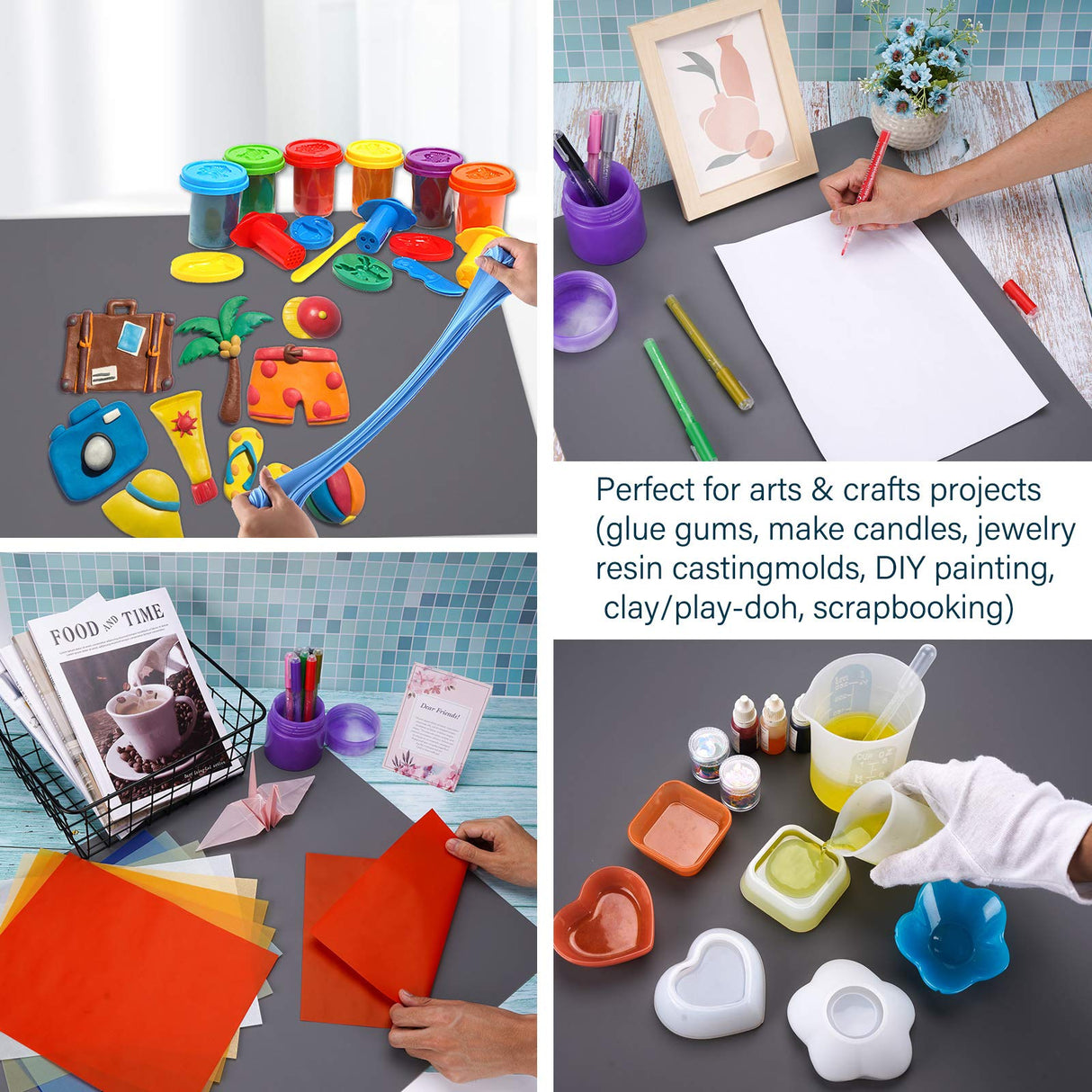 Gartful Silicone Mat Dark Grey 25.2" x 17.7", Silicone Craft Sheet Large, Silicone Pad Desk Work Mat, Countertop Protector, Table Placemat, Resin Gartful