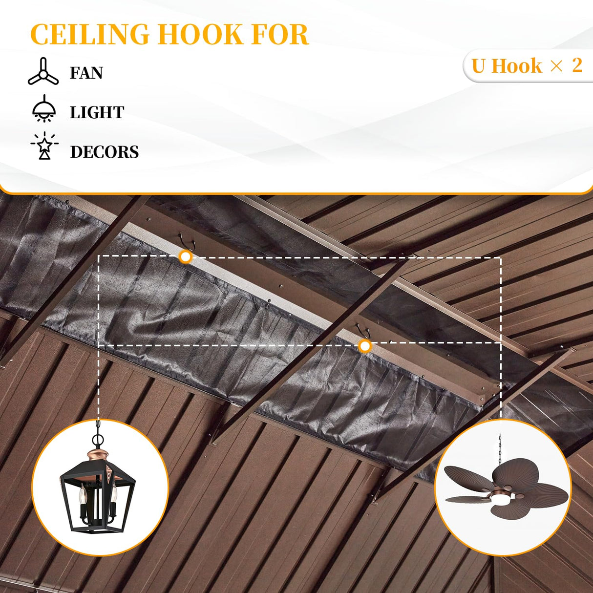 YOLENY 12' X 20' Hardtop Gazebo, Galvanized Steel Ventilation Double Roof Aluminum Frame, Curtains and Netting Included, Outdoor Gazebo for Garden, YOLENY